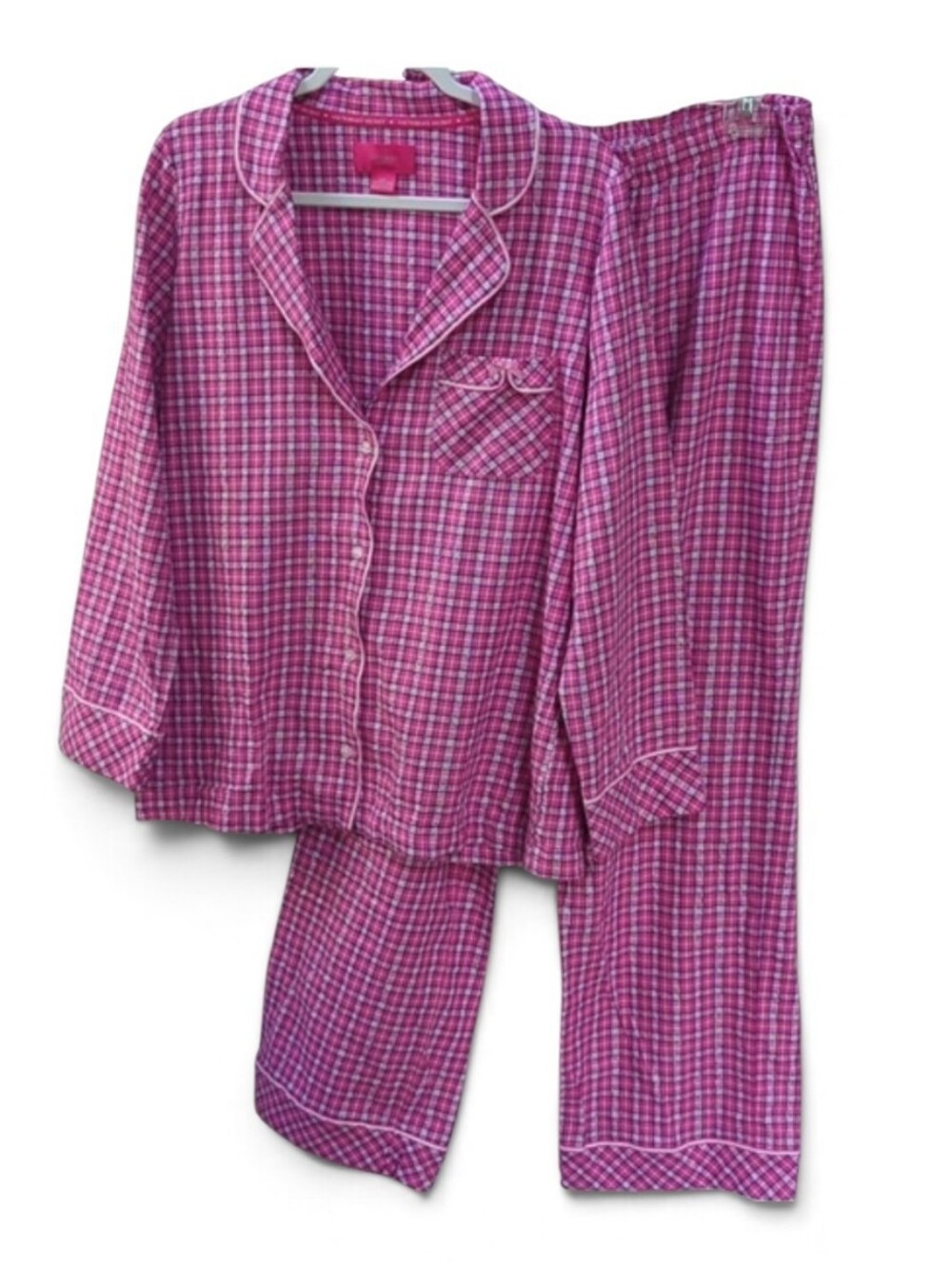 Victoria's Secret, lightweight flannel pink and magenta checked pajama s…